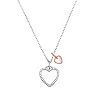 PRIMROSE Two Tone Sterling Silver Cubic Zirconia Open Heart Pendant Necklace