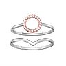 PRIMROSE Two Tone Sterling Silver Cubic Zirconia Circle Band & V-Shaped Stackable Ring Duo Set