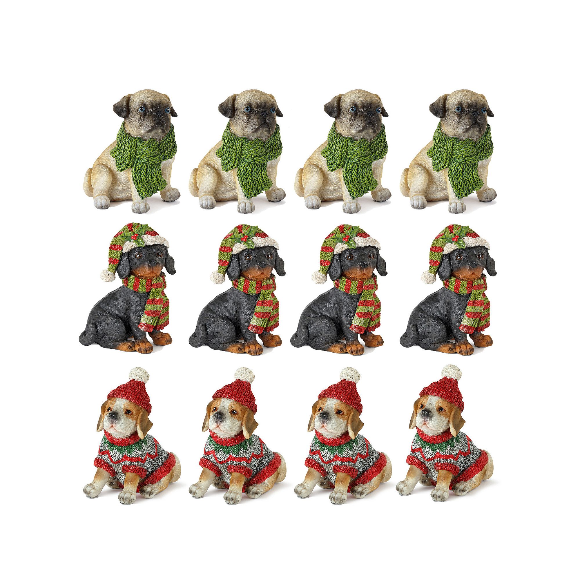 Winter Dog Table Decor 12-piece Set, Green