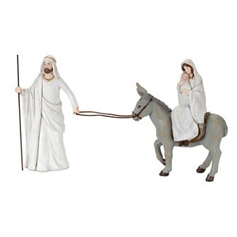 Nativity Holy Family & Donkey Christmas Table Decor 2 pc Set
