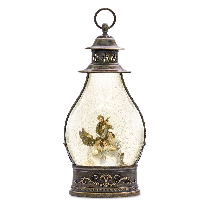 Melrose Snow Globe Lantern with Holy Family, Multicolor