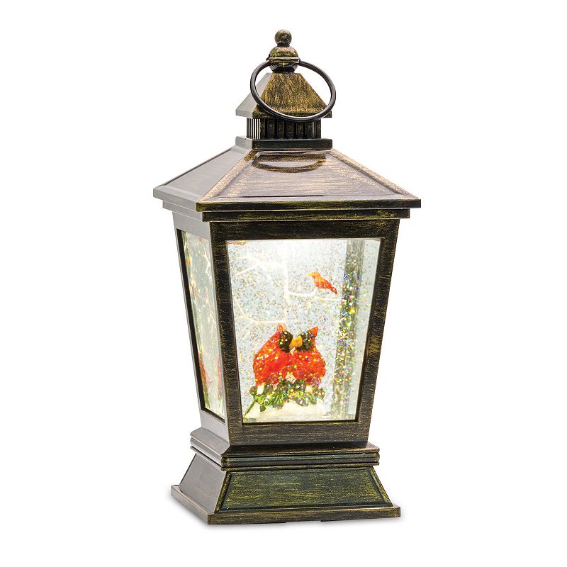 Melrose Cardinal Snow Globe Lantern, Brown
