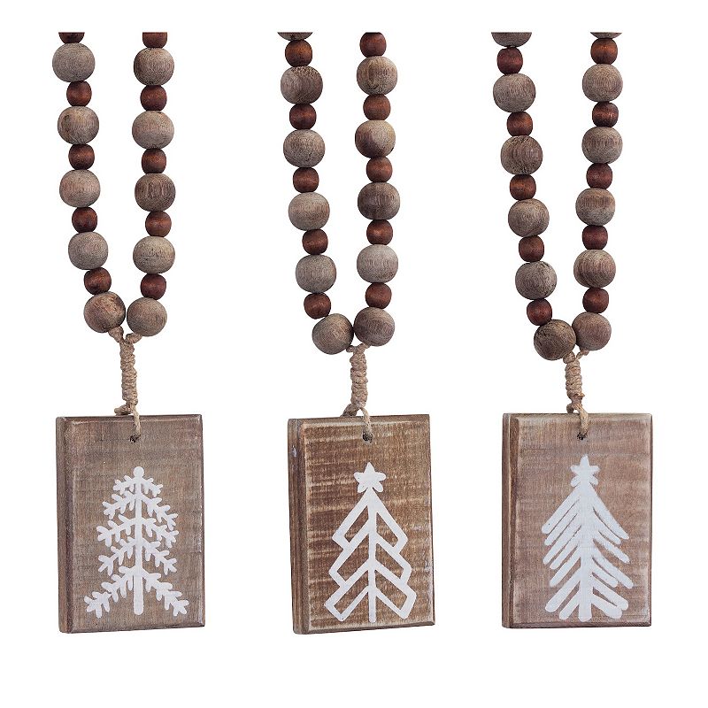 Melrose Tree Plaque Ornament 6-Piece Set, Brown