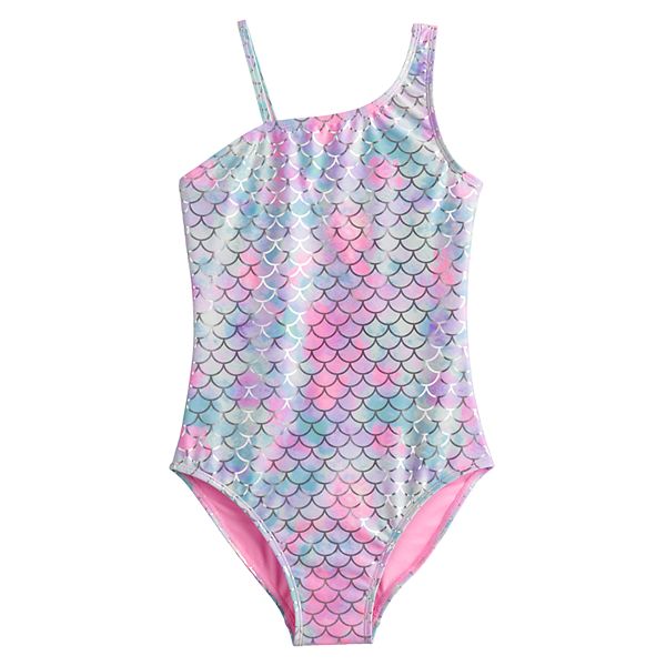 Girls 4-18 1/2 SO® Mermaid One Shoulder One Piece Swimsuit