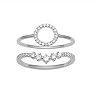PRIMROSE Sterling Silver Cubic Zirconia Circle & V-Shape Ring Duo Set