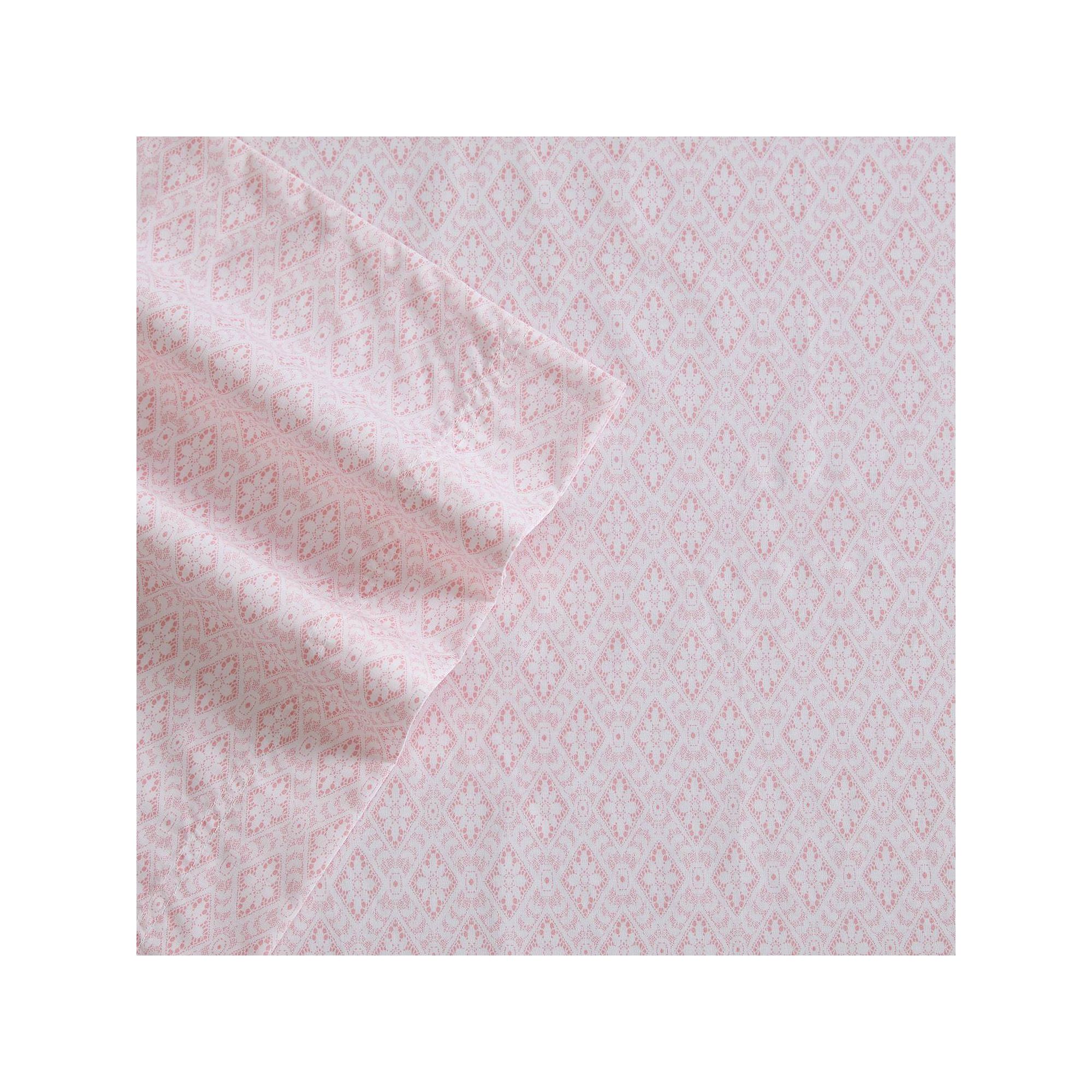 Betsey Johnson Printed Sheet Set with Pillowcases, Pink Lace
