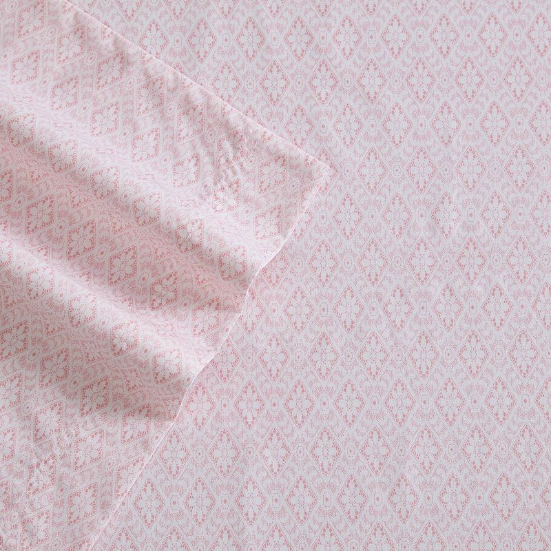 Betsey Johnson Printed Sheet Set with Pillowcases, Pink, King Set