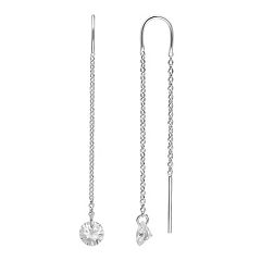 Sterling Silver Rhodium Plated Bead Threader Earrings – Silverdepot