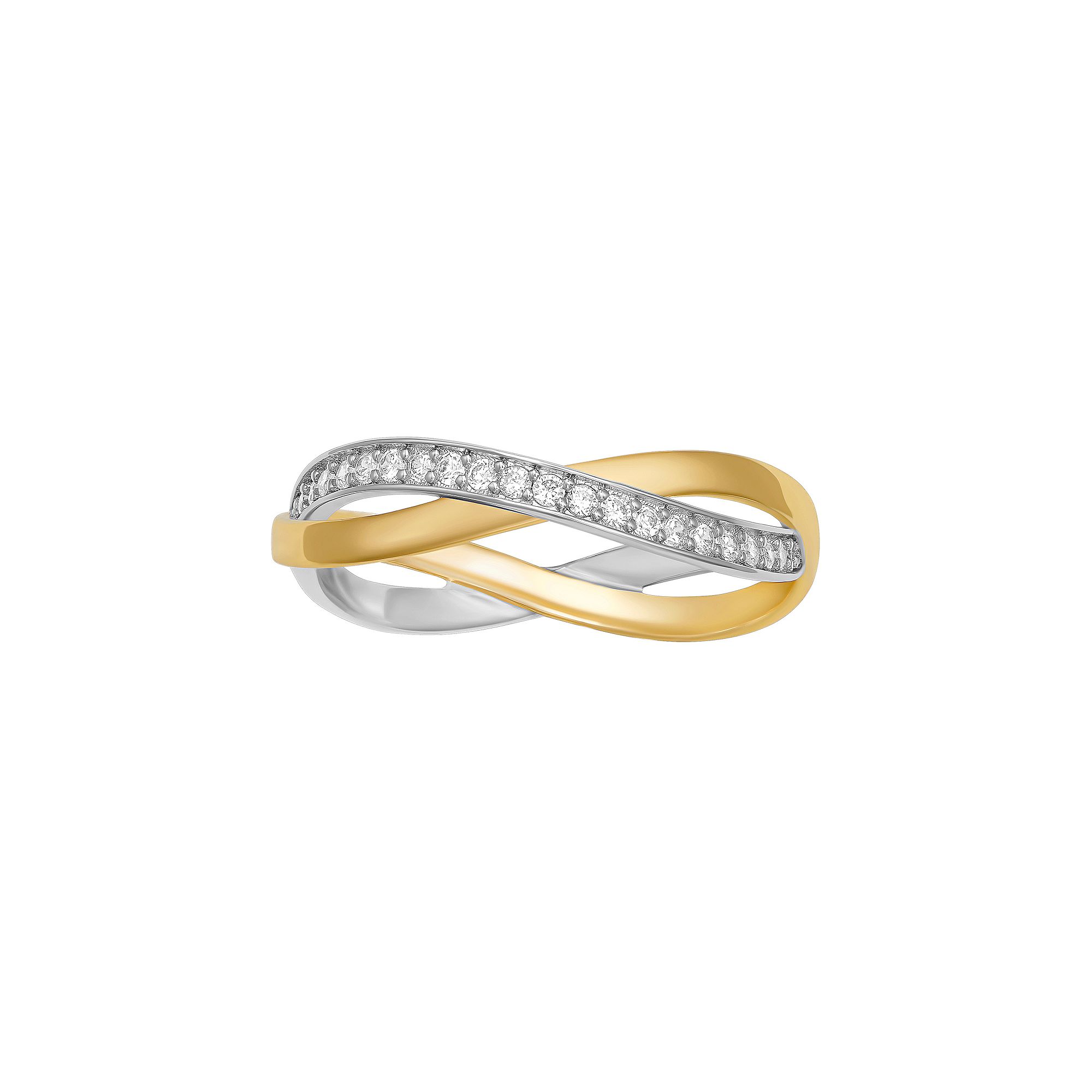 PRIMROSE Sterling Silver Cubic Zirconia Crossover Ring, Womens, Size: 9, G