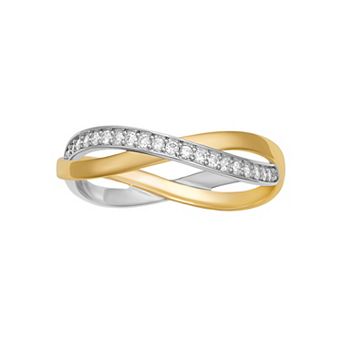 PRIMROSE Sterling Silver Cubic Zirconia Crossover Ring