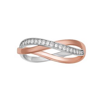 PRIMROSE Sterling Silver Cubic Zirconia Crossover Ring