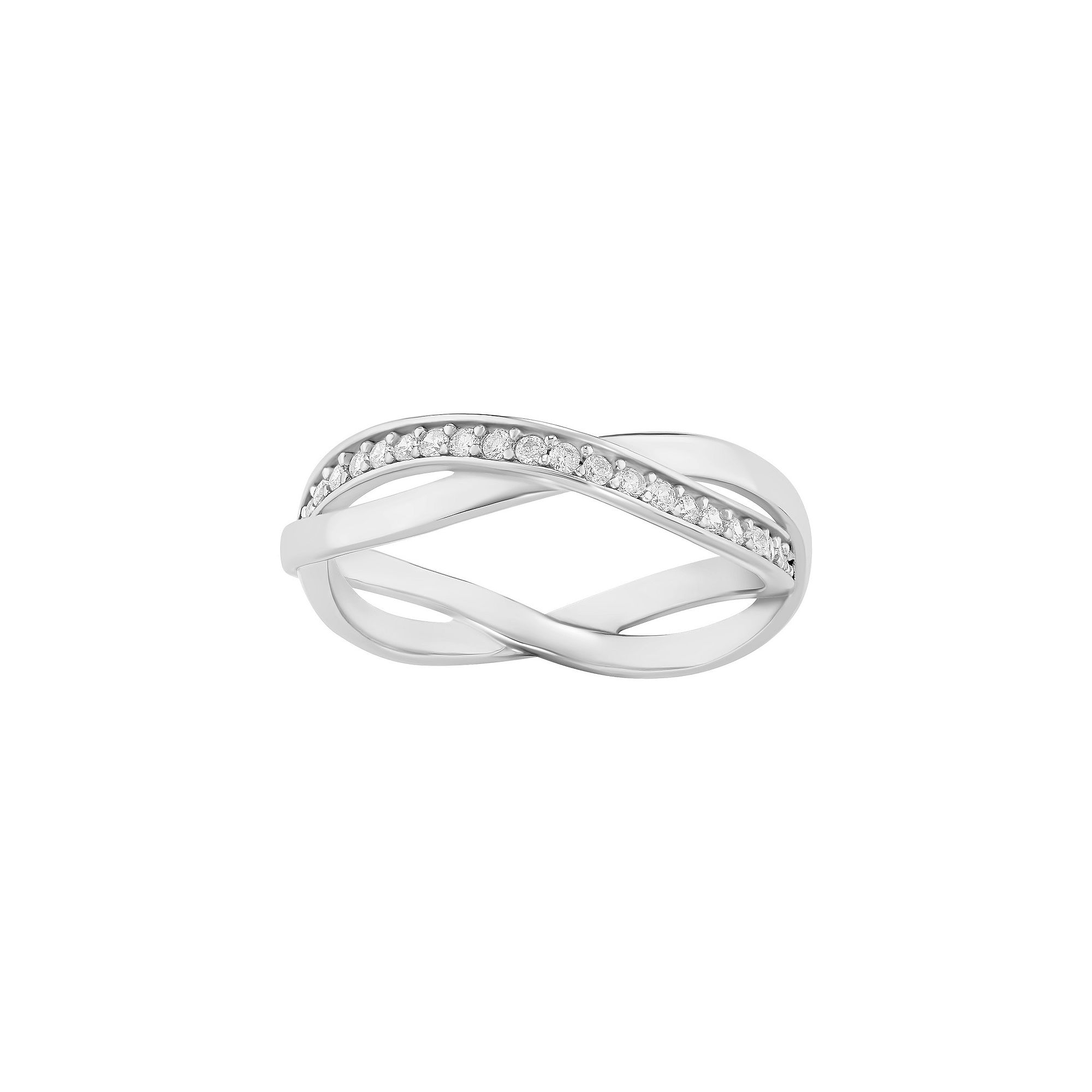 PRIMROSE Sterling Silver Cubic Zirconia Crossover Ring, Womens, Size: 7