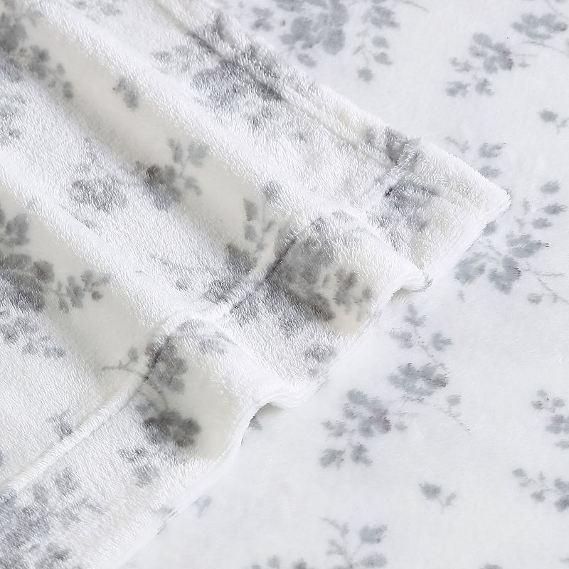 Laura Ashley La Plush Fleece Sheet Set with Pillowcases, Grey, King Set