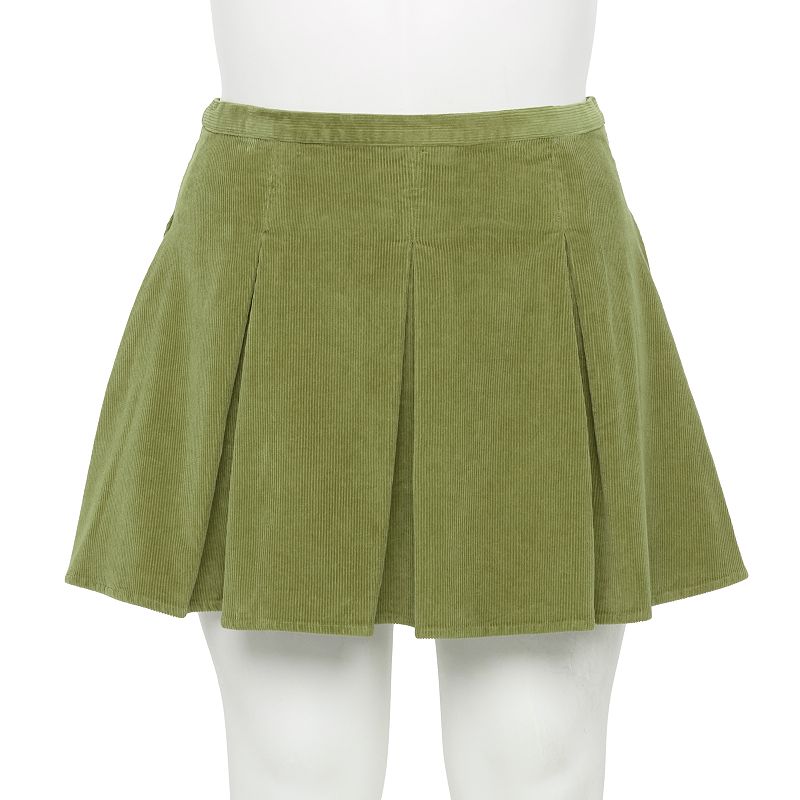 Juniors Plus Size SO Pleated Flare Mini Skirt, Girls, Size: 18, Med Green