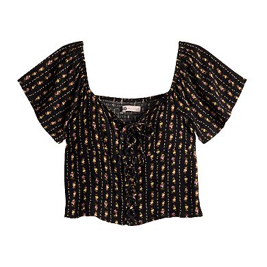 Juniors' SO® Front Lace-Up Cropped Top