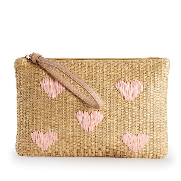 LC Lauren Conrad Heart Straw Crossbody Bag