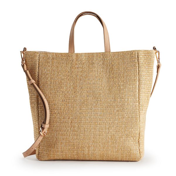 LC Lauren Conrad North South Market Straw Tote Bag