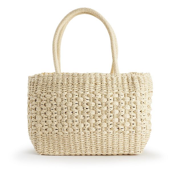 LC Lauren Conrad Straw Bucket Bag