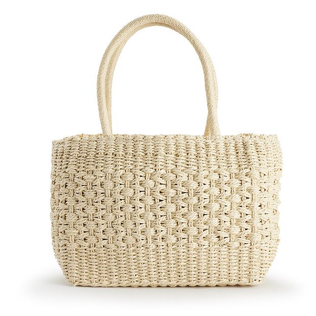 LC Lauren Conrad Straw Drawstring Tote Bag