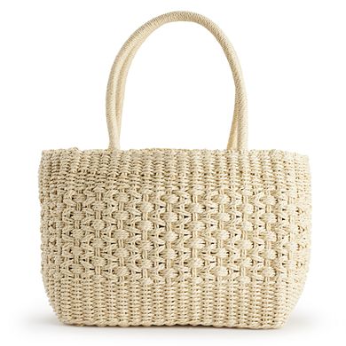 LC Lauren Conrad Straw Drawstring Tote Bag