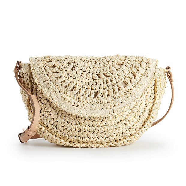 LC Lauren Conrad Straw Flap Crossbody Bag