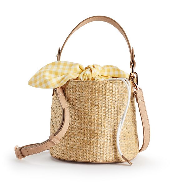 LC Lauren Conrad North South Market Straw Tote Bag