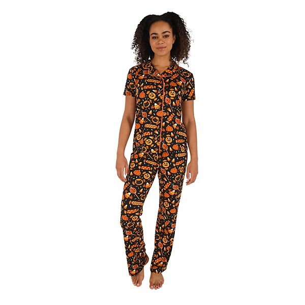 Women's Nite Nite by Munki Munki Halloween Short Sleeve Pajama Shirt &  Pajama Pants Sleep Set