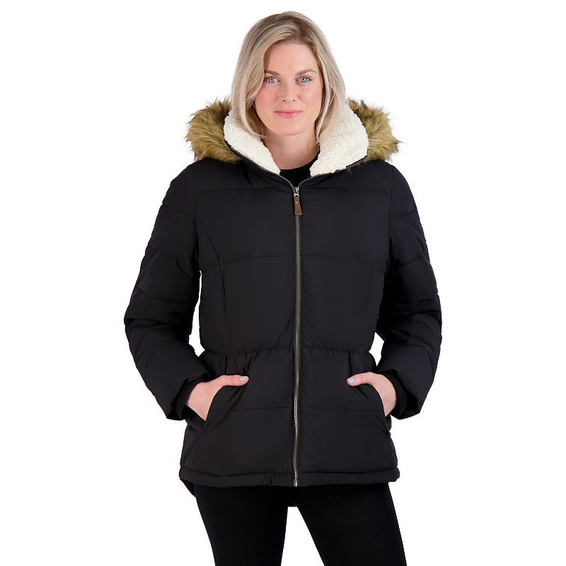 Womens ZeroXposur Naomi Sherpa Quilted Puffer Jacket, Size: Small, Black