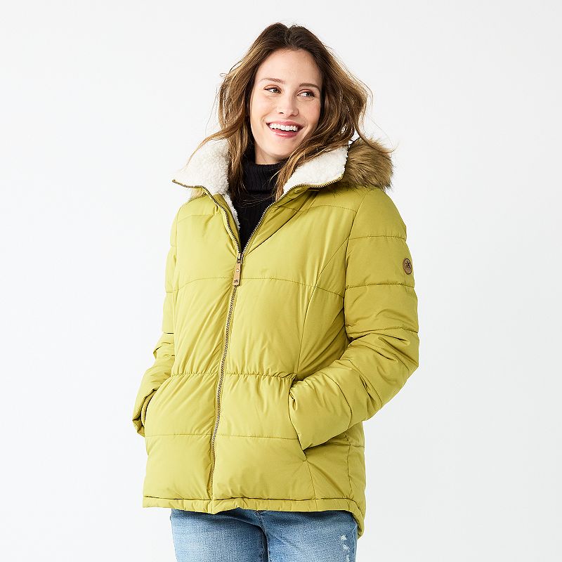 Womens ZeroXposur Naomi Sherpa Quilted Puffer Jacket, Size: Small, Green