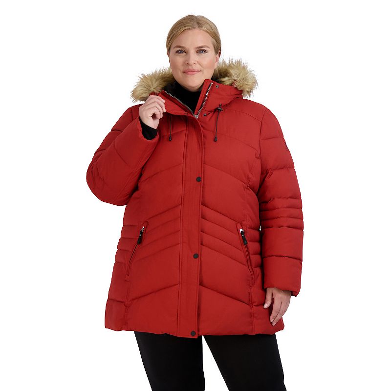 Plus Size ZeroXposur Tessa Faux-Fur Hood Quilted Parka Coat, Womens, Size: