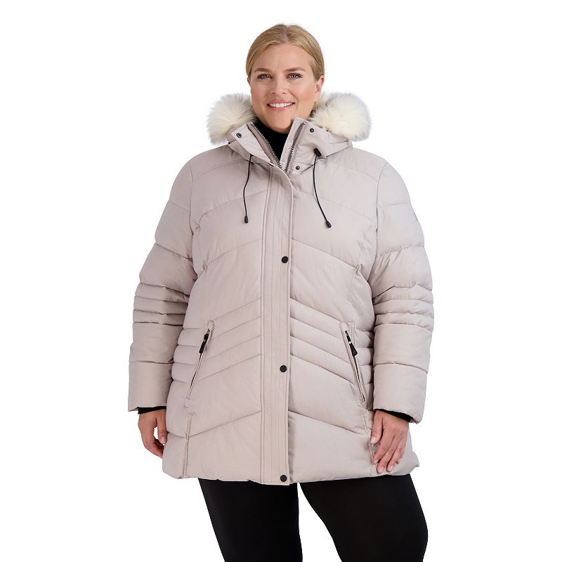Plus Size ZeroXposur Tessa Faux-Fur Hood Quilted Parka Coat, Womens, Size: