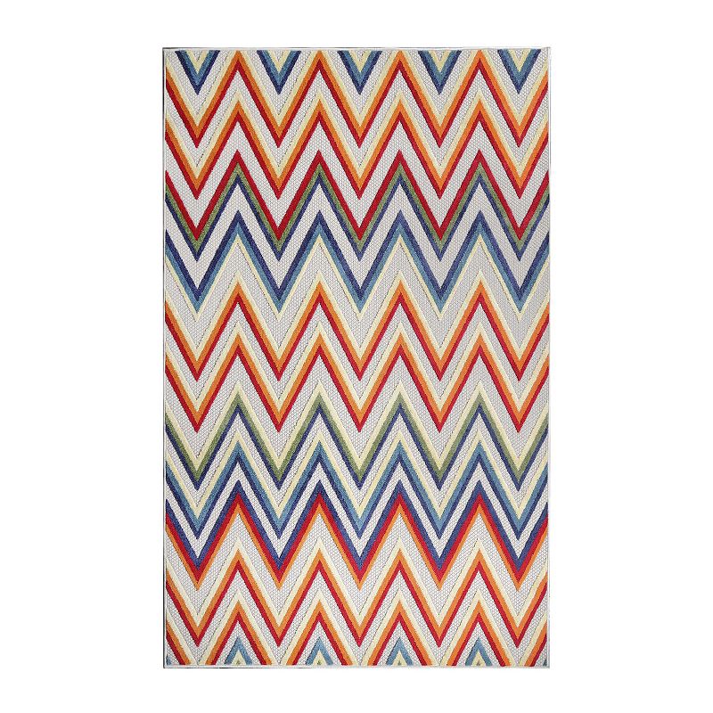Superior Modern Zigzag Indoor/ Outdoor Area Rug, White, 6X9 Ft
