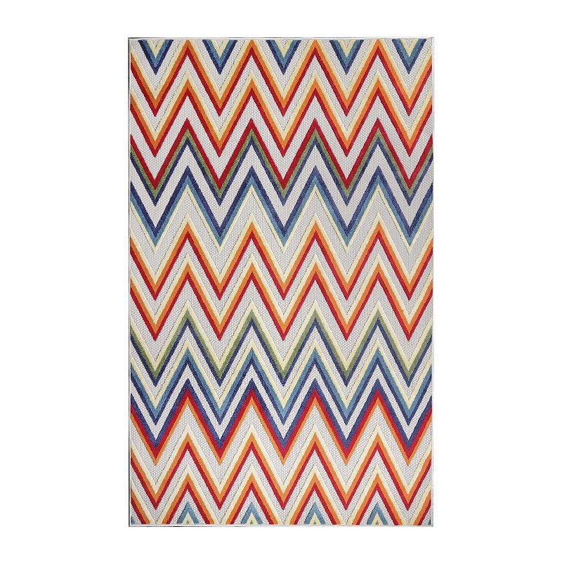 Superior Modern Zigzag Indoor/ Outdoor Area Rug, White, 8X10 Ft