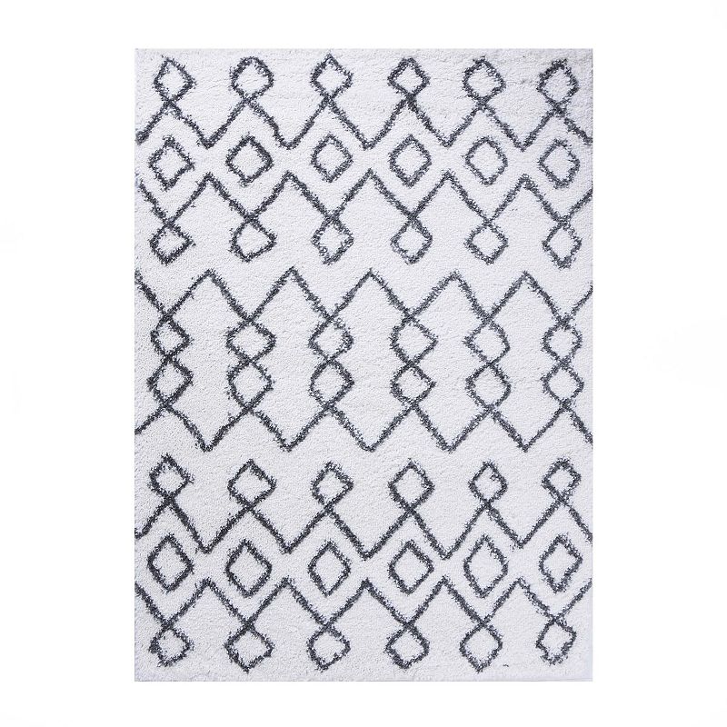 Superior Boho Geometric Shag Area Rug, Black, 8X10 Ft