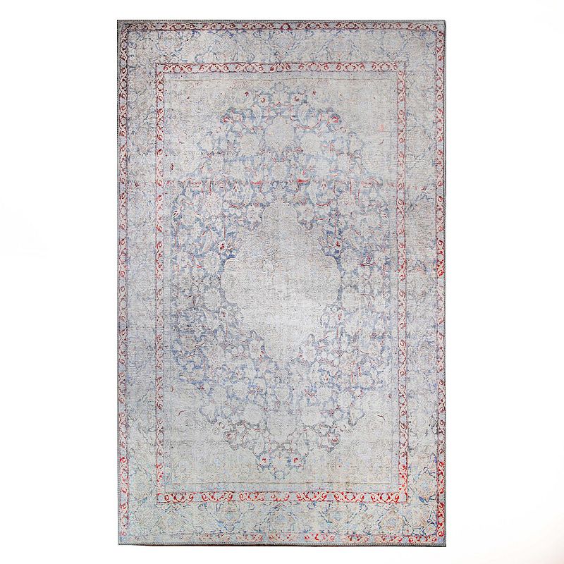 Superior Boho Floral Medallion Area Rug, Blue, 5X7.5 Ft