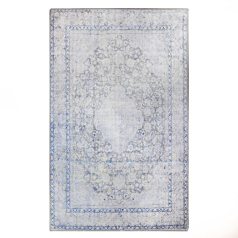 Superior Boho Floral Medallion Area Rug, Blue, 5.5X9 Ft