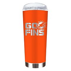 Rico Industries NFL Football Miami Dolphins 24oz Personalized Tumbler w/Hinged Lid - Team Colored Travel Tumbler - Keeps Drinks Cold or Hot