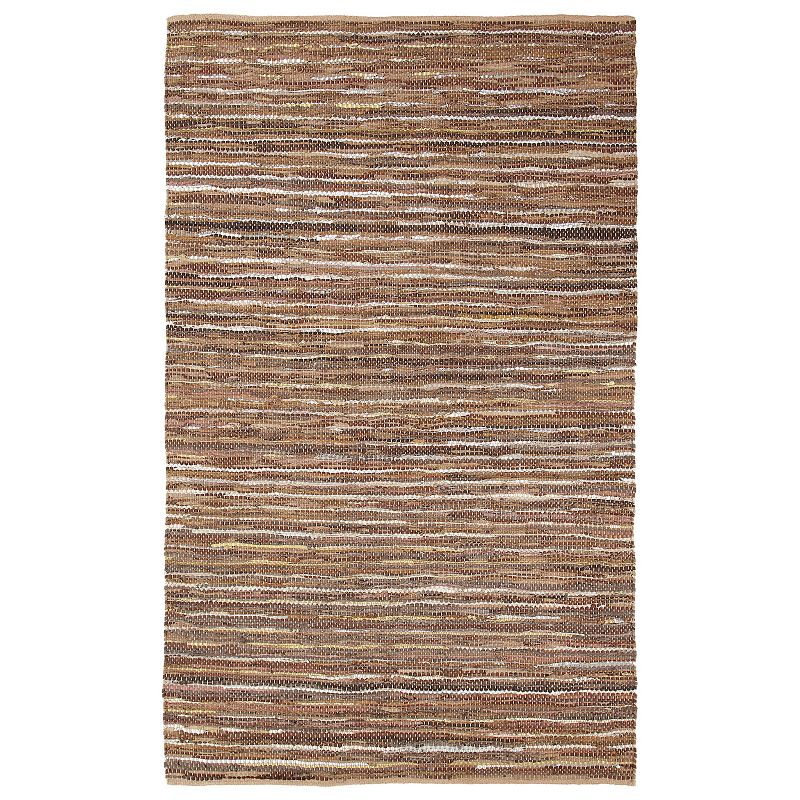 Superior Ansley Hand-Woven Leather and Cotton Indoor Area Rug, Grey, 8X10 Ft