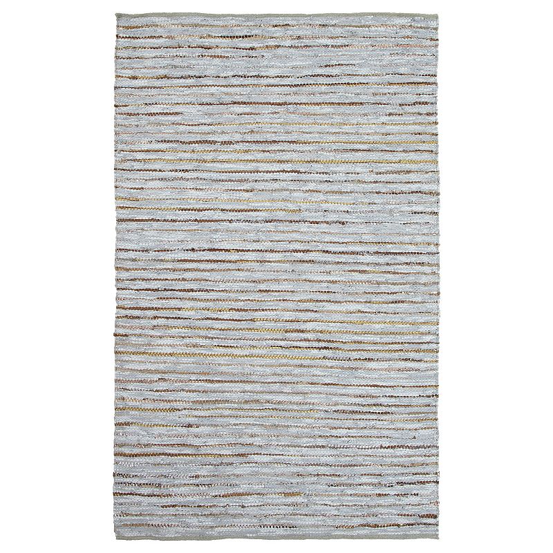 Superior Ansley Hand-Woven Leather and Cotton Indoor Area Rug, Grey, 8X10 Ft