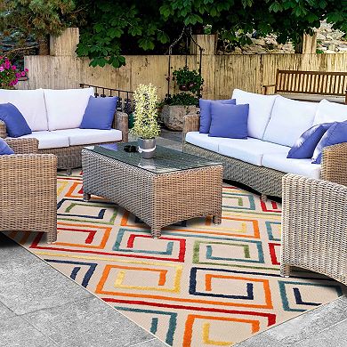 Superior Geometric Indoor/ Outdoor Area Rug