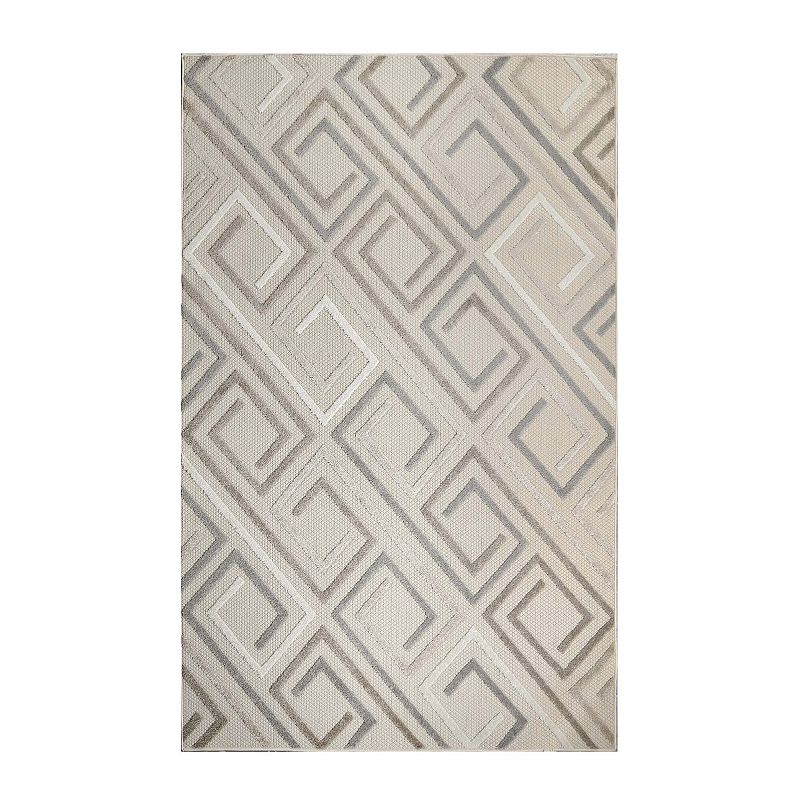 Superior Geometric Indoor/ Outdoor Area Rug, Dark Grey, 5X7 Ft