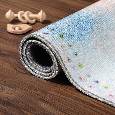 Superior Watercolor Abstract Anti- Slip Area Rug