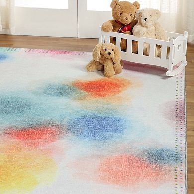Superior Watercolor Abstract Anti- Slip Area Rug