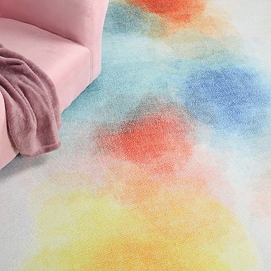 Superior Watercolor Abstract Anti- Slip Area Rug