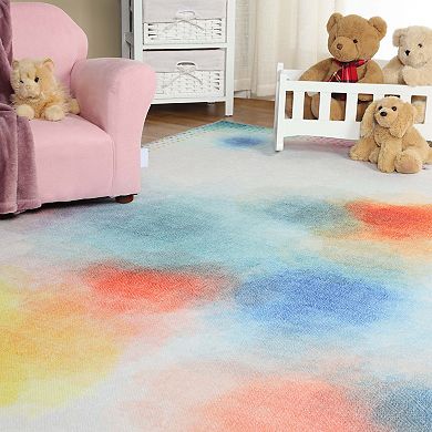 Superior Watercolor Abstract Anti- Slip Area Rug