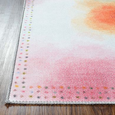 Superior Watercolor Abstract Anti- Slip Area Rug