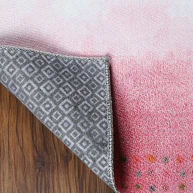 Superior Watercolor Abstract Anti- Slip Area Rug