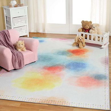 Superior Watercolor Abstract Anti- Slip Area Rug