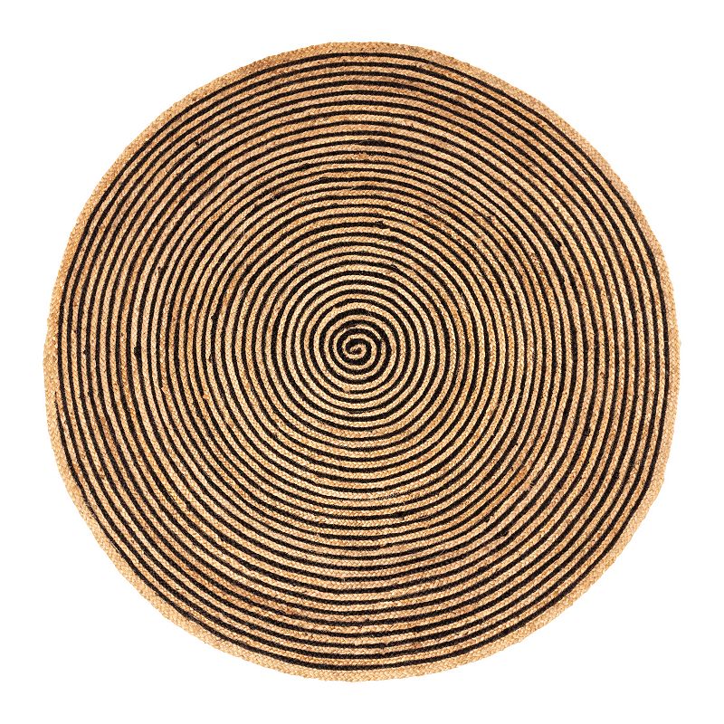 Superior Braided Jute Round Area Rug, Black, 10Ft Rnd