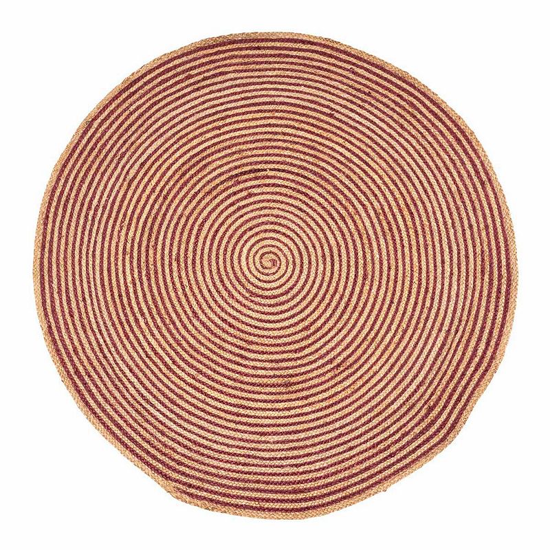 Superior Braided Jute Round Area Rug, Dark Red, 10Ft Rnd